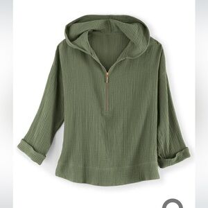 Soft Surroundings Kemia agave green size large hoodie gauze bohemian comfort